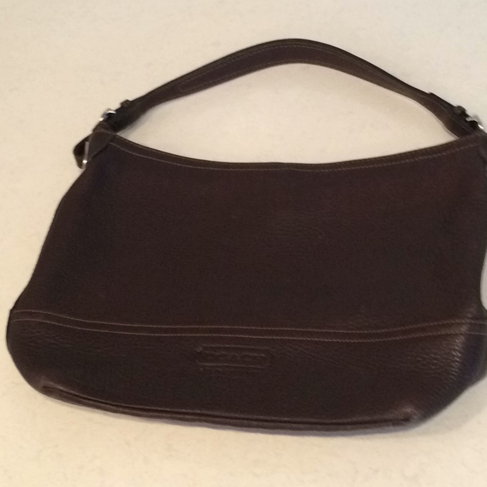 Coach chocolate brown pebbled leather bag.